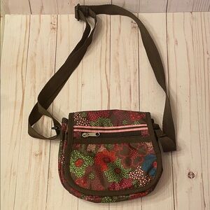 Target Brown Red Pink Green Floral Crossbody Purse Handbag Adjustable Strap NEW
